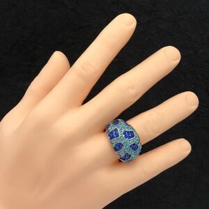 Blue Rhinestone Statement Cocktail Stretch Ring